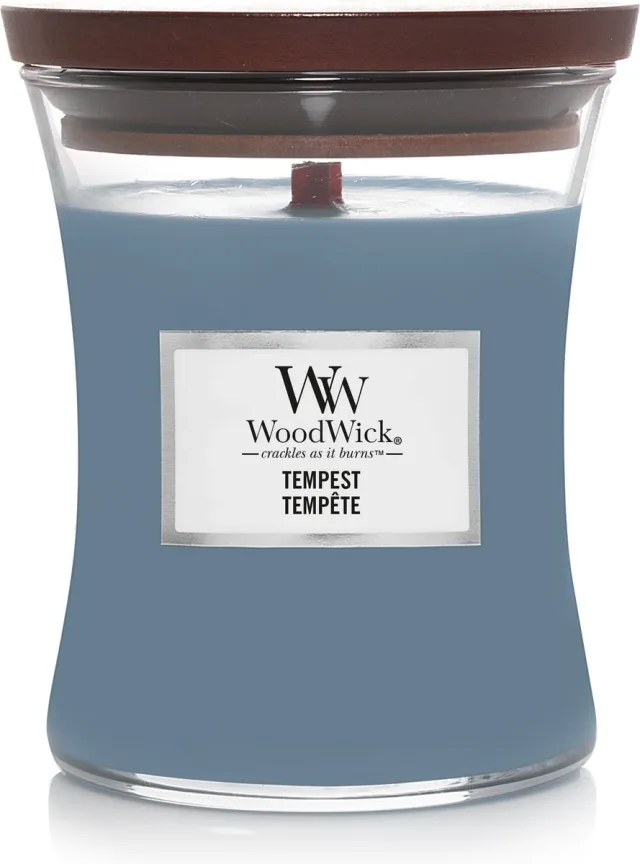 Woodwick Hourglass Medium Geurkaars - Tempest - 60 branduren Blauw