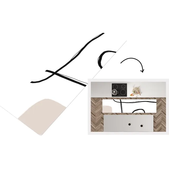 KitchenYeah Keukenloper - Loper keuken - Abstract - Pastel - Minimalisme - Keukenloper vinyl Multicolor
