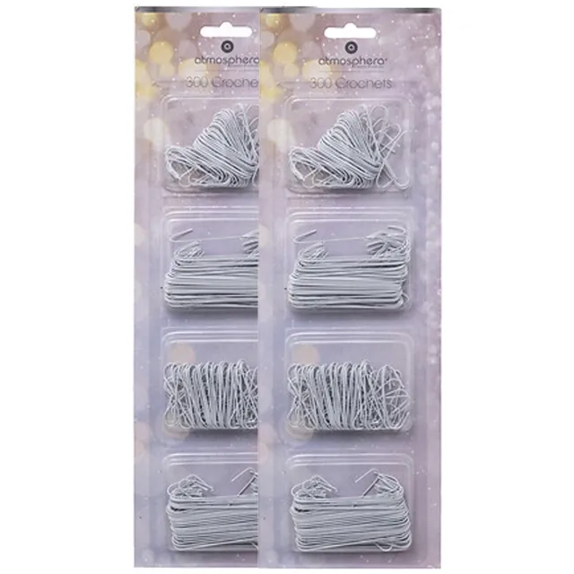 Atmosphera kerstbalhaakjes - 600x stuks - wit - 7 cm en 10 cm - kerstballen ophangen haakjes - kerstboomhaakjes