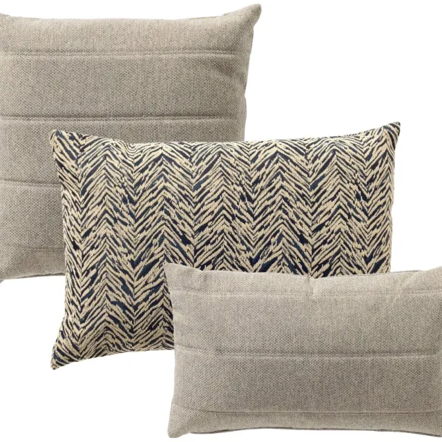 Dutch Decor KUSSENSET - 3-delig - Modern Rain - 45x45 cm, 40x60 cm, 30x50 cm - inclusief binnenkussens - beige, blauw - Met Ritssluiting – Decoratie set sierussens - Comfortabele kussentjes voor op de Bank