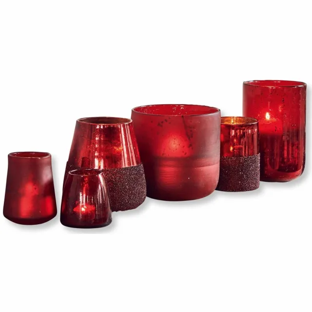 Loberon Windlicht set van 6 Paro rood