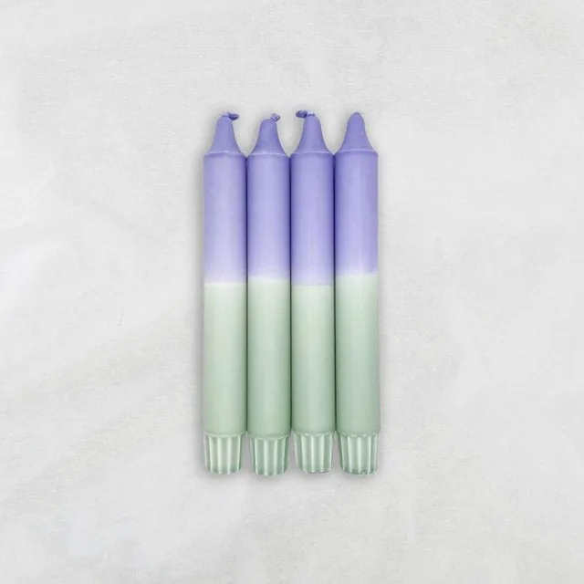 MingMing Kaarsen - Dip Dye - Sweet Lavender/Eucalyptus - Set van 4 Groen
