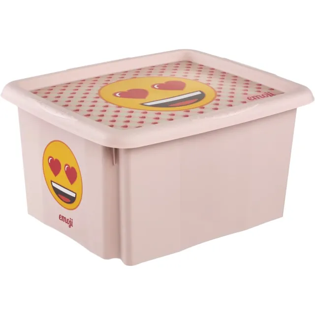Keeeper opbergbox Karolina Emoji Hearts, 30 liter, roze, 35x45x27 cm Red;Yellow;Pink;White