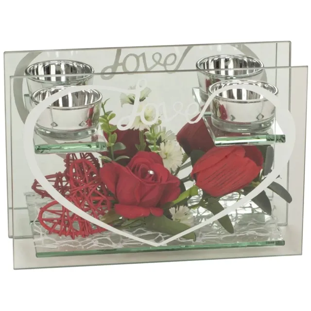 Robas Glazen decoratie met rode roos diverse kleuren