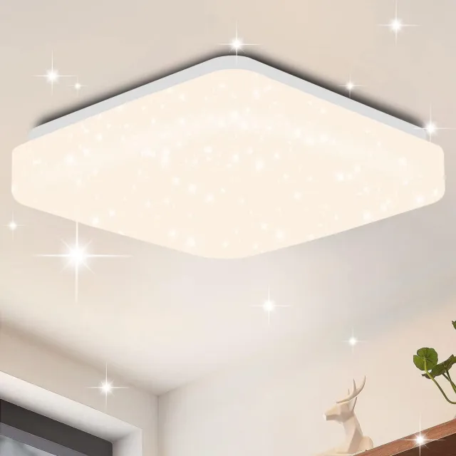 Glitzerlife Plafondlamp - Sterrenhemel Led - Neutraal Wit - Niet Dimbaar - Energiezuinig - Kunststof - Ø21cm - Vierkant 4000K Wit Vierkant