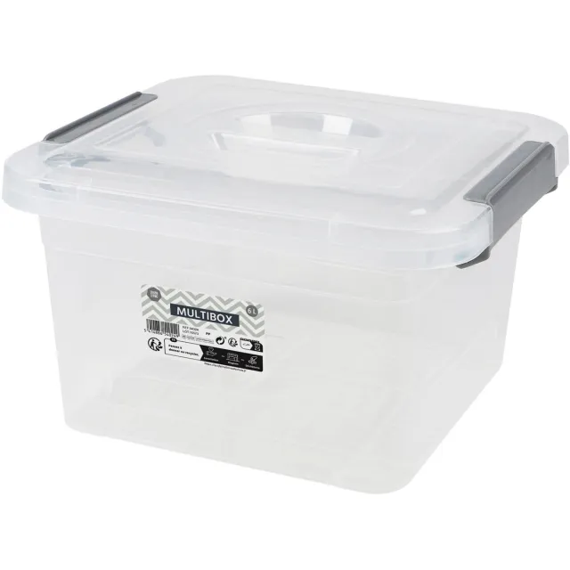 Urban Living Opberg box - 6 liter - 27 x 25 x 16 cm - deksel en clips - waterdicht - tuin/schuur/kast Grijs