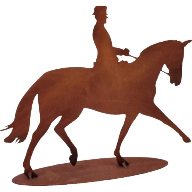 Dream-Garden Tuinbeeld dressuur ruiter met paard Sanne 22.5x27.5cm Roest bruin