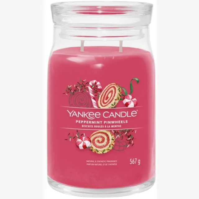 Yankee Candle Peppermint Pinwheels Large Jar Geurkaars - 90 branduren - twee lonten Rood