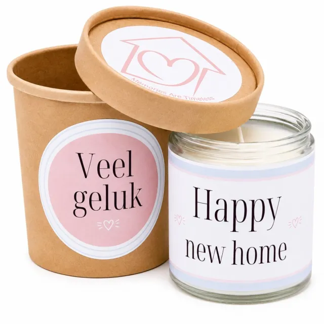 Memories Are Timeless Housewarming Cadeau Nieuw Huis - Happy New Home Kaars - Kaars 50 Branduren
