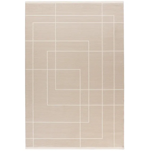 Dutch XXL Laagpolig Vloerkleed | Tapijt | Elif | Geometrisch | Beige | 80x150 cm