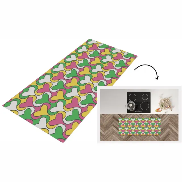 KitchenYeah Keukenloper 120x50 cm - Keukenmat vinyl Hart - Retro - Patronen - Keukenmatten loper - Keuken vloerkleed tapijt