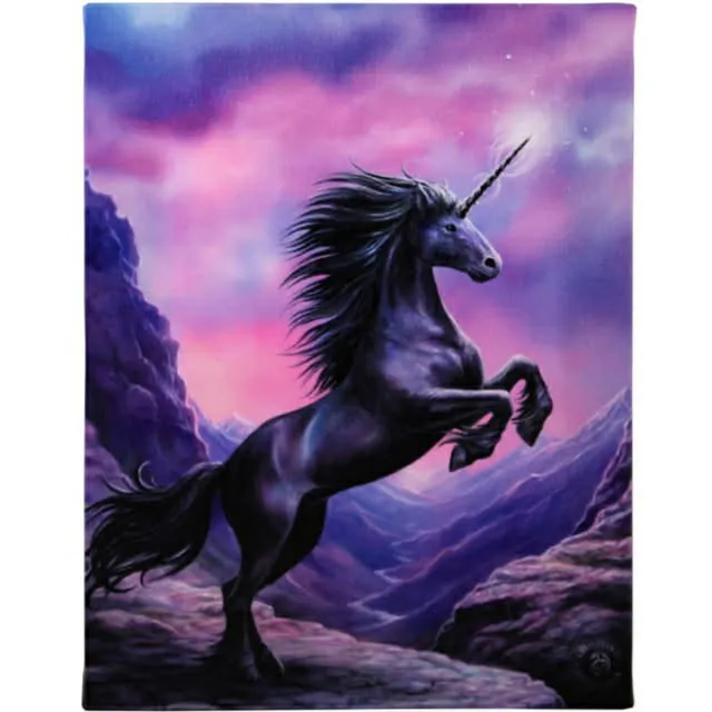 Anne Stokes Canvas - Black Unicorn - Anne Stokes meerkleurig