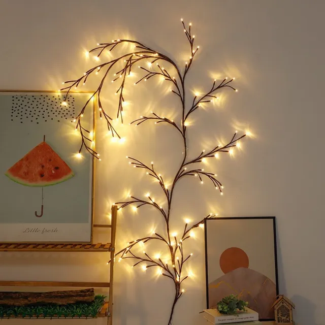 Nosheir Betoverende Wilgentak-Lichtslinger – lamp – 1,8 meter Twinkelende Boomtak met Afstandsbediening – 96 LED-Slingerlampjes voor Wand – Slaapkamer – Woonkamer & Huisdecoratie – 1 Stuk
