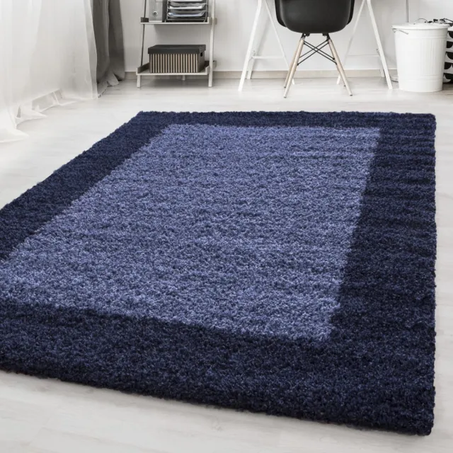 Muratap Basic Shaggy Kader vloerkleed Blauw Hoogpolig