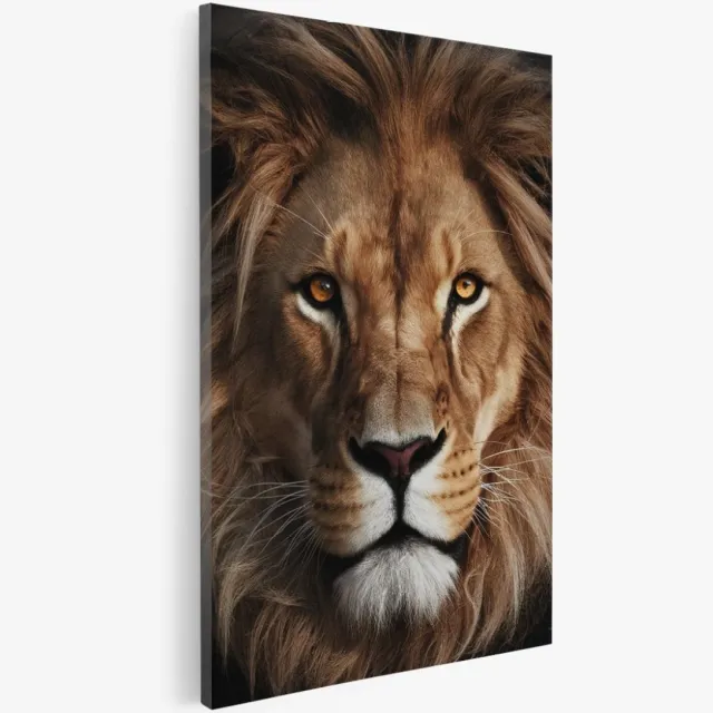 Saammp Canvas Schilderij - Portret - Leeuw - Natuur - Dieren - 80x120 - Foto op canvas - Wanddecoratie - Muurdecoratie Woonkamer - Slaapkamer decoratie - Canvas Print Multicolor