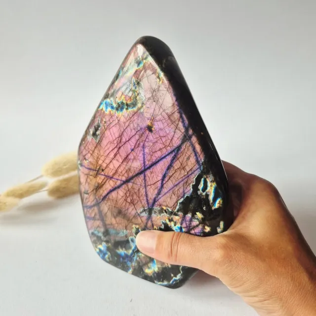 Moonlight Gemstones Premium Flash Paarse Labradoriet Freeform 1732g | AAA Kwaliteit | Natuurlijke Edelsteen Meerkleurig