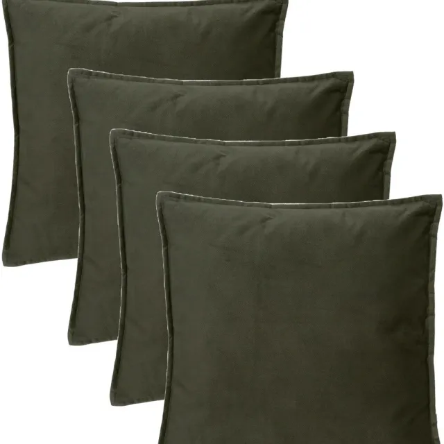 Atmosphera Bank/sierkussens huiskamer Sophia - 4x stuks - 52 x 52 cm - Olijfgroen - polyester - met rits Olijf groen