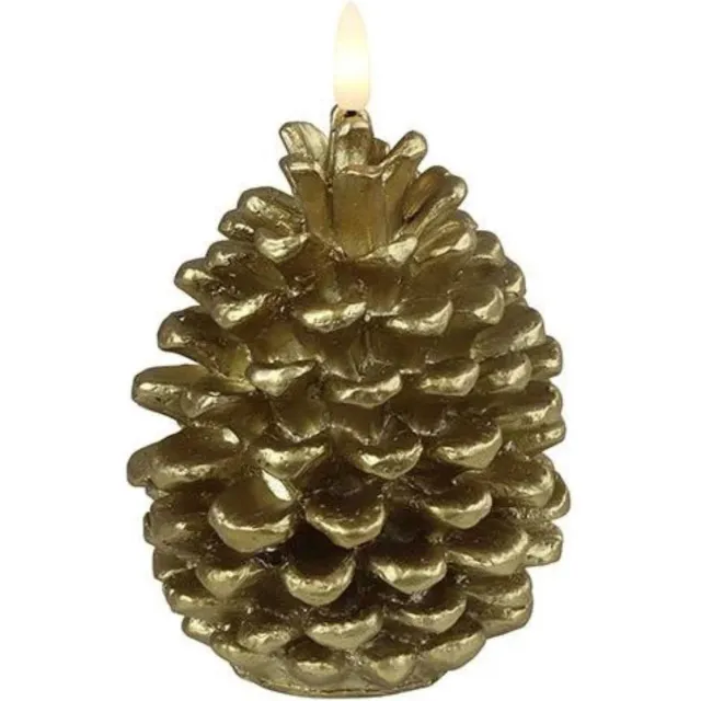 Home Sweet Home Countryfield Led Dennenappelkaars Gold Large Goud