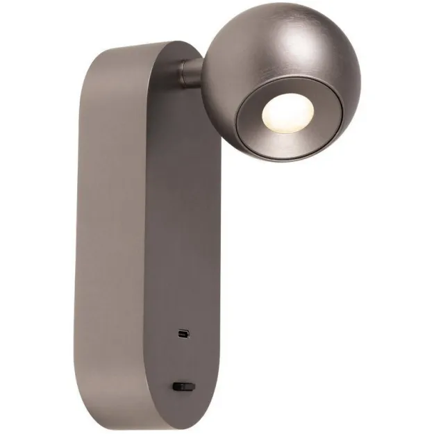 Lucide aluminium LED wandlamp 11x6.5 cm - grijs Grijs ijzer