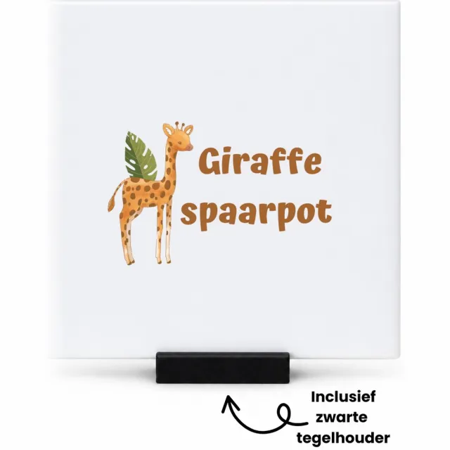 Hacebo Giraffe tegeltje met tegelhouder - Giraffe - dieren liefhebbers - tegeltjes met tekst - leuke cadeau voor iemand die van houdt van giraffen - verjaardagscadeau - kado - gift - spreuktegels - 10.8x10.8 CM Wit