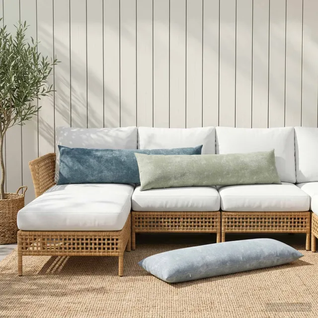 vidaXL Plaid kussen 2 st HEERLEN Lichtblauw 40 x 145 cm Chenille Stof