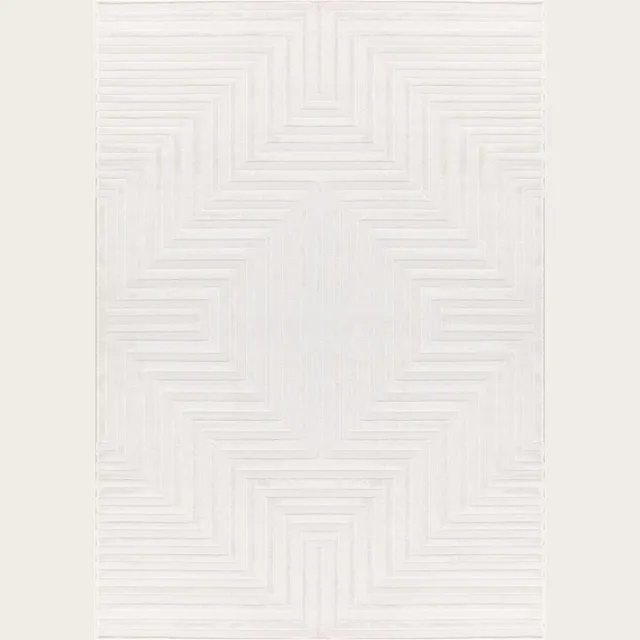 flycarpets Cara Modern Japandi Labyrinth Vloerkleed - Creme