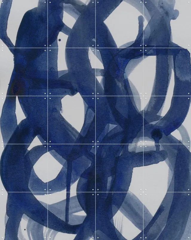 IXXI Abstract Brush Strokes 173, Mareike Böhmer - 80 x 100 cm - Grote wanddecoratie en posters - Abstract, Aquarel, Minimalisme, Kwaststreken Blauw / Grijs