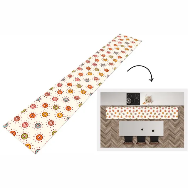 KitchenYeah Keukenloper - Loper keuken - Patronen - Zon - Stippen - 300x50 cm - Keukenloper vinyl Multicolor