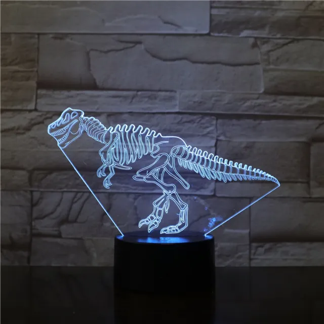 MC Living 3D Led Lamp Met Gravering - RGB 7 Kleuren - Skelet Dinosaurus