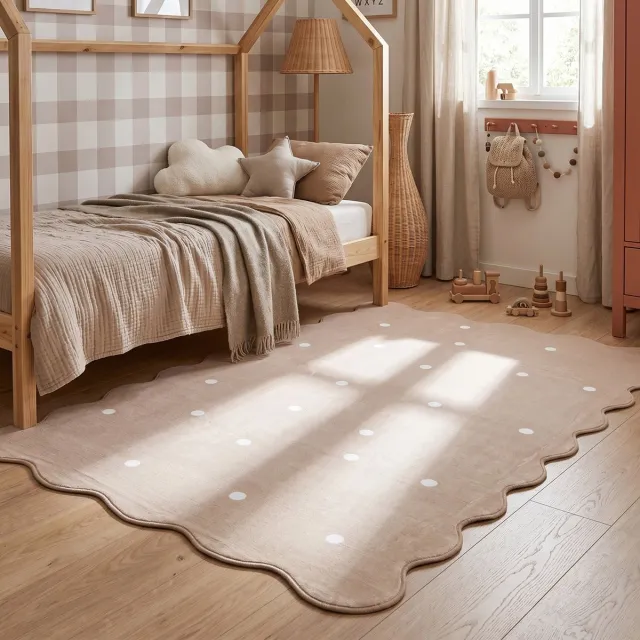Little Olly Wasbaar vloerkleed - Cloudy Stippen Beige - 80x150cm