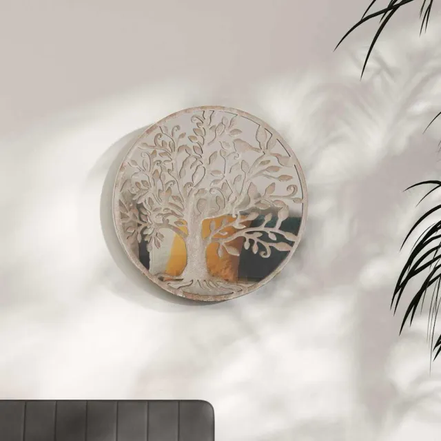 vidaXL Spiegel rond 60x2,5 cm ijzer zandkleurig Crème