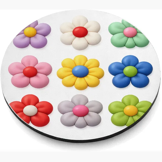Mr Cadeautjes MDF magnetische fotolijst rond Ø 9,5 - design Een reeks speelse fruitvormen met verschillende texturen, ne | cadeau Wit