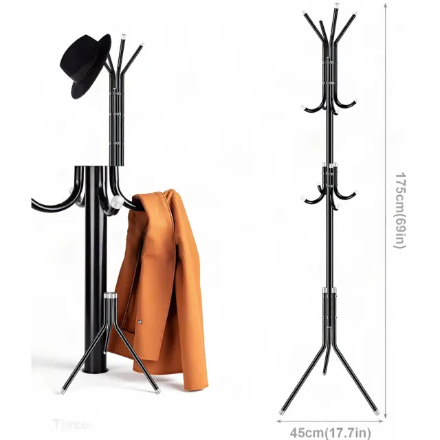Happiq Kapstok - Voor Kantoor of Slaapkamer - Creatieve Verticale Hangers - Metaal Zwart