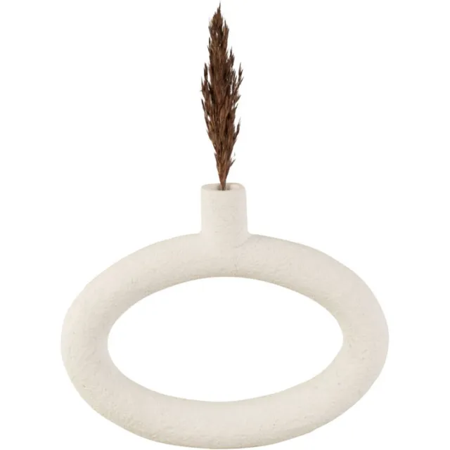 Present Time Vaas Ring - Polyresin - Ovaal Wijd Wit - 25x3,5x20,5cm - Modern