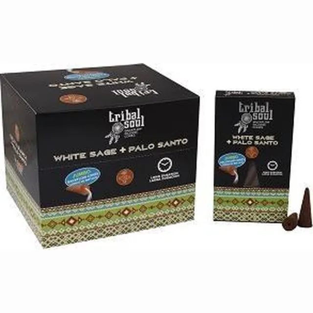 Tribal soul Backflow Wierook kegels - Witte Salie & Palo Santo - 10 stuks