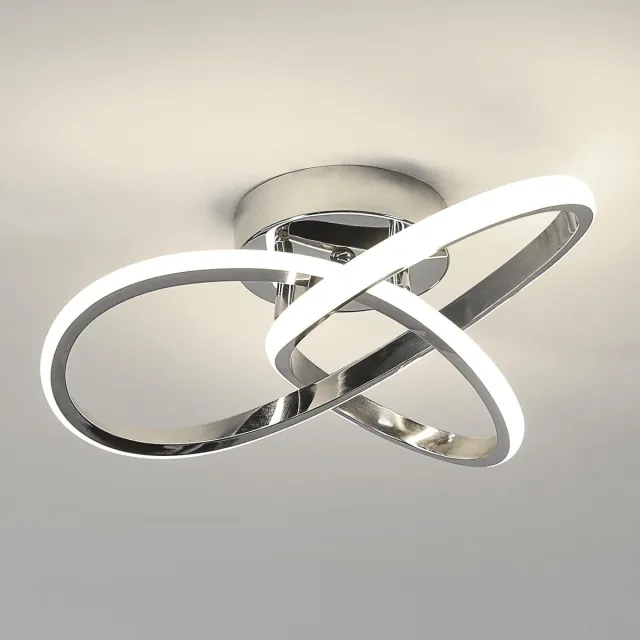 Haobosic Moderne LED-plafondlamp, 30W, chroom, bloemvorm, natuurlijk wit licht 4500K Zilver