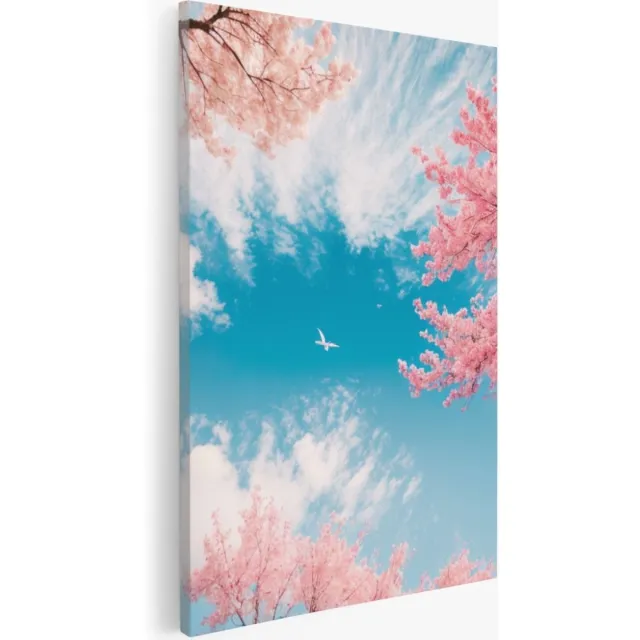 Saammp Canvas Schilderij - Roze Bomen - Natuur - Landschap - 30x45 - Foto op canvas - Wanddecoratie - Muurdecoratie Woonkamer - Slaapkamer decoratie - Canvas Print