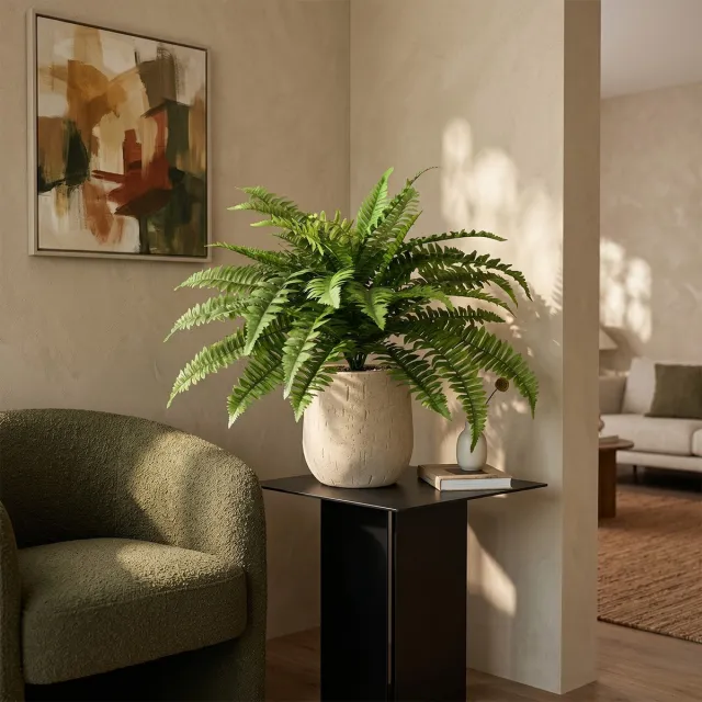 maxifleur Kunstplanten Boston Varen deluxe kunstplant 65cm in pot Groen