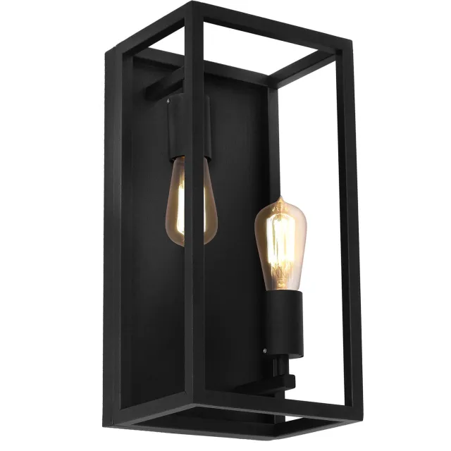 Fantasia Kago plafondlamp in zwart staal, 2x E27-fitting (lichtbron niet inbegrepen), 400 x 200 x 175 mm, IP20