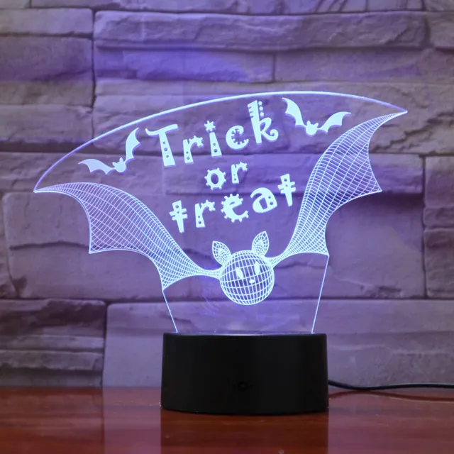 MC Living 3D Led Lamp Met Gravering - RGB 7 Kleuren - Halloween
