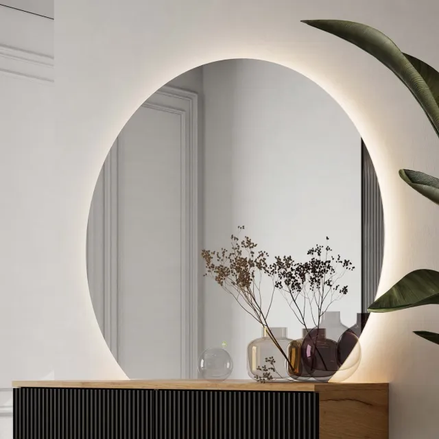Planetmöbel LED Spiegel AUBE 100x90 cm Halfrond Dimbaar Zilver