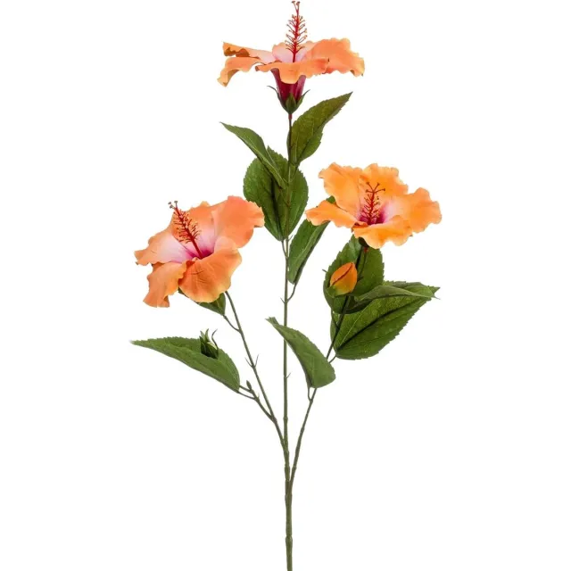 Natuurlijk Bloemen Kunstbloemen - Zijde Bloemen - Nep bloemen Luxe Bloemen - Hibiscus 80 cm - Natuurlijk Bloemen Peach