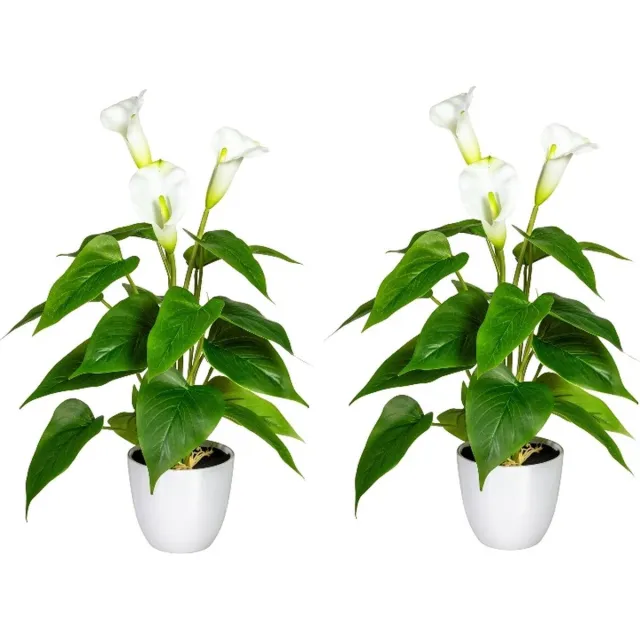 Kopu 2 stuks Calla Kunstplant 44 cm - Zantedeschia Bekerplant Wit
