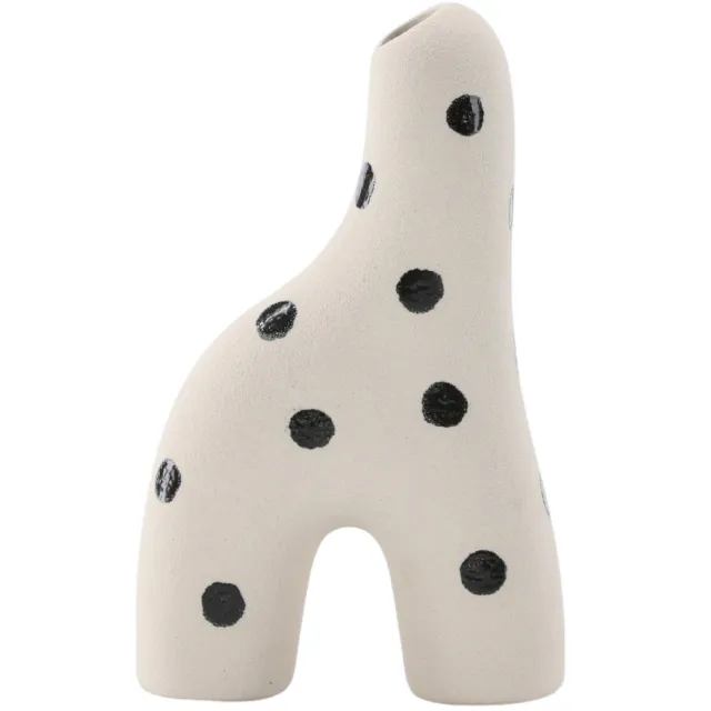 Nest of Nora Keramische vaas - 16 cm - Wit met zwarte stippen