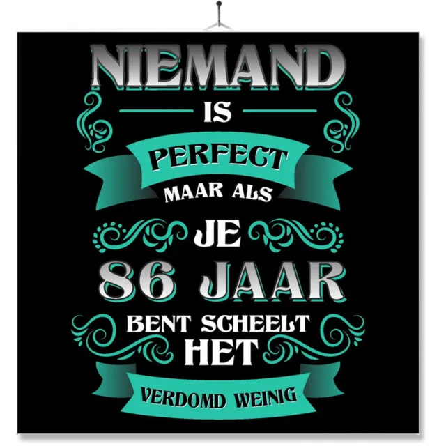 MC Living Tegel Met Opdruk | Kado | Cadeau | Verjaardag | Niemand Is Perfect Maar Als Je 86 Jaar Bent Scheelt Het Verdomd Weinig Multi-Color