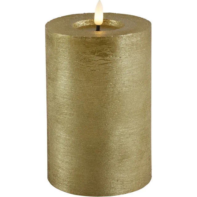 Countryfield Lyon LED kaars/stompkaars - goud - D10 x H15 cm - timer