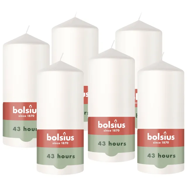 Bolsius gladde stompkaars (Ø6,8x13 cm) (set van 6) wit