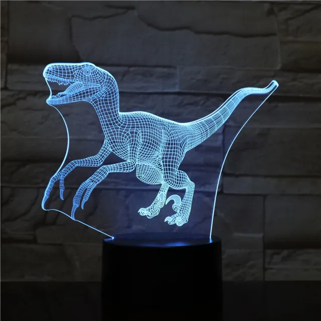 MC Living 3D Led Lamp Met Gravering - RGB 7 Kleuren - Dinosaurus
