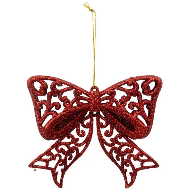 Feeric lights & Christmas Rode, opengewerkte plastic kerstknoop, 10 cm Rouge
