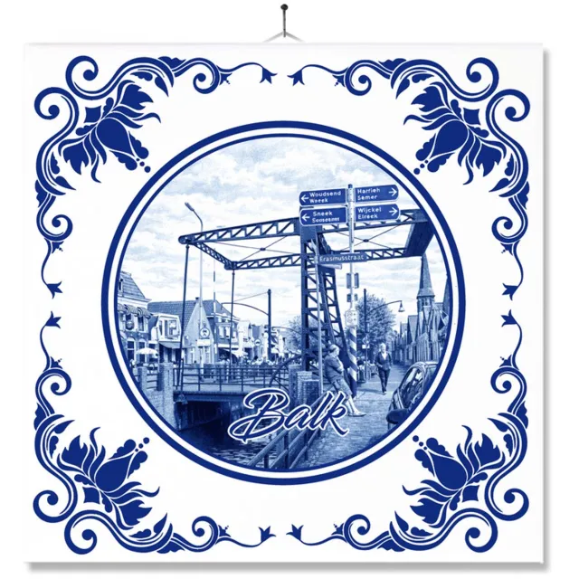 MC Living Tegel Met Opdruk | Balk | Delft Blauw | Cadeau | Inclusief Geschenkdoos | Standaard | Ophangsysteem